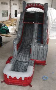 Red Marble Slide Into Pool