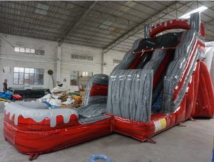 Red Marble Water Slide with Pool